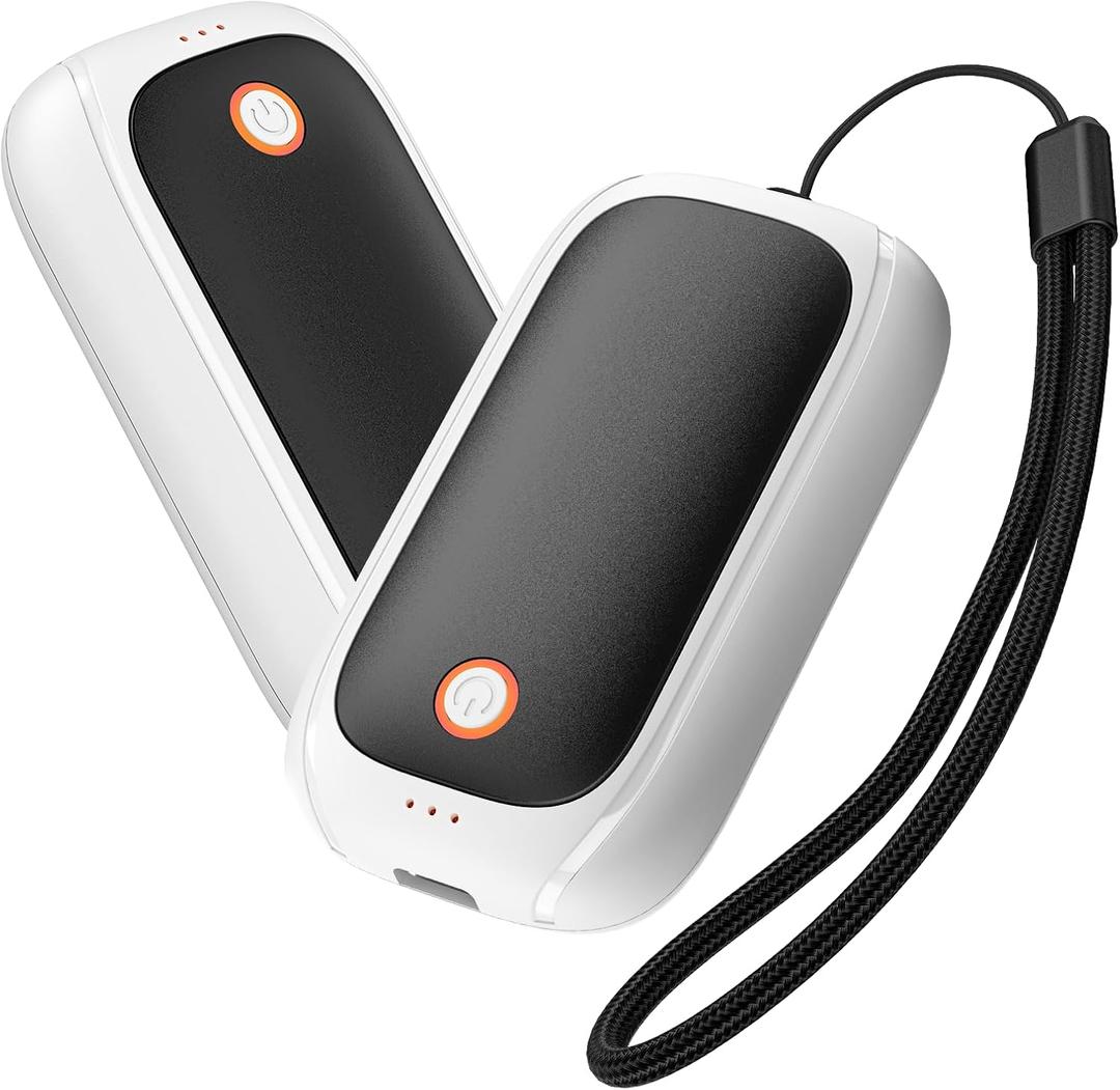 2 Pack Hand Warmers Rechargeable, Magnetic Electric Hand Warmers, 12H Max Heating Time Pocket Hand Warmers Gifts for Women Men (Black+White)