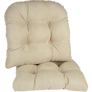 Klear Vu Gripper Overstuffed Universal Non-Slip Dining Chair Cushions for Kitchen Decor or Office Use, U-Shaped Skid-Proof Seat Pad, 17x17 Inches, 2 Count (Pack of 1), Linear Stone Tan