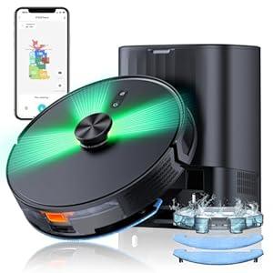 3-in-1 Robot Vacuum and Mop Combo with Self-Emptying Dock for 60 DaysLiDAR Navigation,4500Pa Strong SuctionApp/WiFi/Alexa Control, Self-Charging, Replaceable Dust Bag