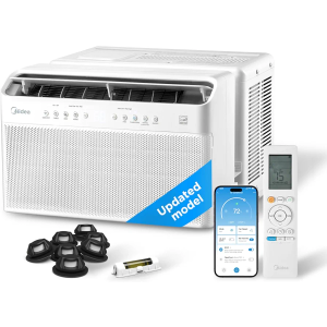 Midea 8,000 BTU U Shaped Smart Inverter Window Air Conditioner - Cools 350 Sq Ft, Ultra Quiet with Open Window Flexibility - Alexa/Google Assistant Compatible - 37% Energy Savings, Remote (Updated)