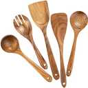 Wood Utensils Set for Cooking, Teak Wooden Utensils Set Wood Spatula for Nonstick Cookware Kitchen Utensils Set 5