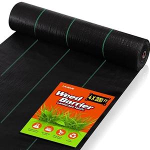 LAVEVE 4FT x 300FT Weed Barrier Landscape Fabric, 3.2oz Premium Heavy Duty Garden Cloth, Ground Cover for Gardening, Farming