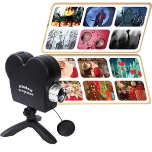 Christmas Windows Projector, Halloween Projector with a Tripod, Christmas Projector Built-in 12 Movies Mini Outdoor Halloween Projectors for XMS,Halloween Outdoor Decorations