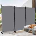 YASRKML Room Divider 6ft Dividers and Privacy Screens, Partition Screen Portable Fabric Panel, Indoor Folding for Separation, Freestanding Wall Bedroom, Grey, 3 Panel-Round Pad
