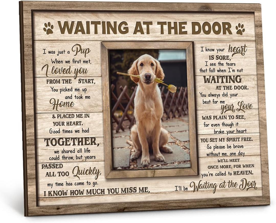 Dog Memorial Wooden Frame - Pet Photo Frame 8''x10'' with Meaningful Quote, in Loving Memory of Pup - Dog Loss Bereavement Keepsake, Wall Hanging, Table Decor - Sympathy Gifts for Pet Lover (Beige)