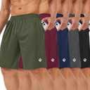 5 Pack Mens Shorts Casual with Pockets,Mens Athletic Shorts 9''Quick Dry Basketball Shorts Men for Gym Running (Large, Black,dark Gray,army Green, Red,navy)