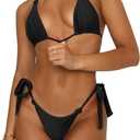 Women's Bikini Sets Bathing Suits Two Piece Swimsuits Sexy Triangle Halter Bikinis Top (Black)