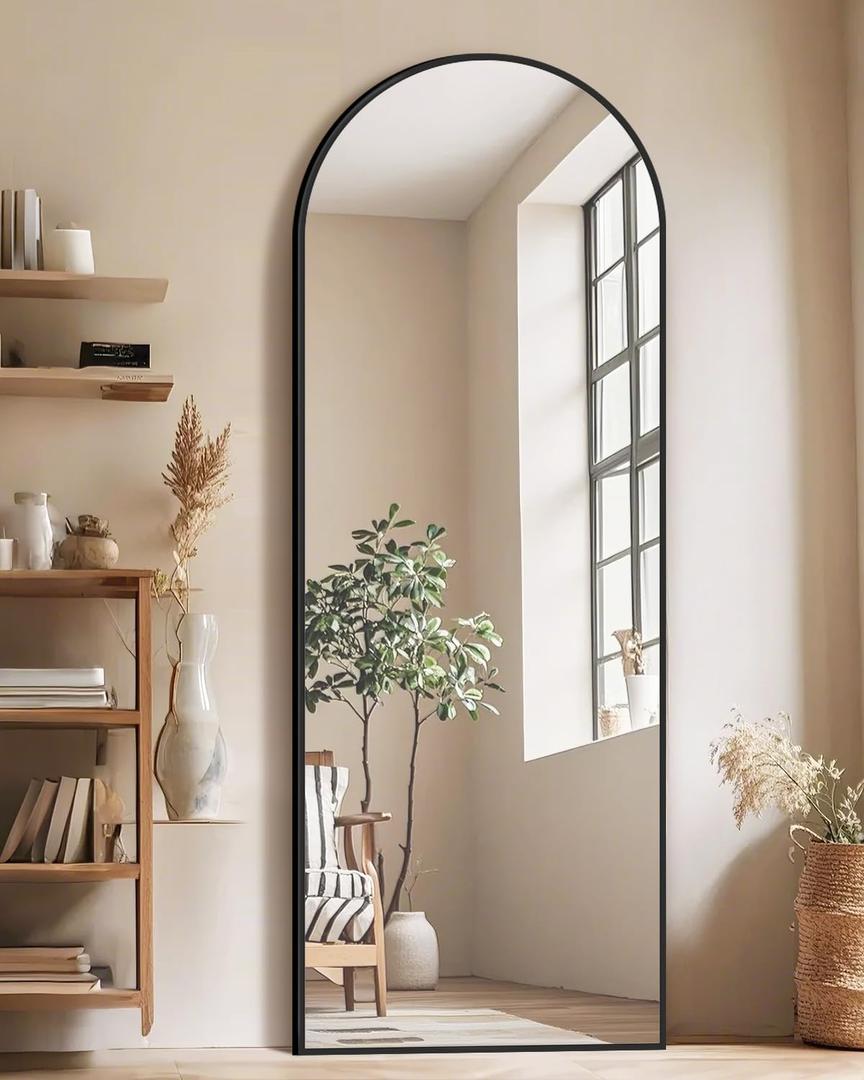 58"x19"Floor Mirror Full Length,Arched Full Length Mirror with Stand,Full Body Mirror,Hanging or Large Leaning for Bedroom Living Room Black