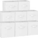 Criusia Storage Cubes - 13 Inch Heavy Duty Fabric Storage Bins for Shelves Closet Cube Organizer - 8 Pack Collapsible Cube Storage Bins Baskets for Clothes Blankets Toys - Nursery Organization (White)