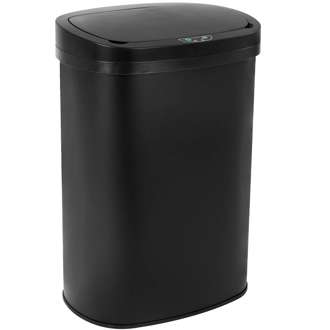 Can Garbage Can Touch Free Automatic Sensor Waste Bin Plastic Kitchen Can with Fingerprint-Resistant Lid for Home Kitchen, Set of 3 (Black)