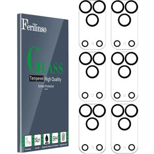 2 x Ferilinso 6 Pack Camera Lens Protector for iPhone 17 Pro Max Accessories, Phone Case Friendly, 9H+ Tempered Glass Cover, Ultra HD, Anti-Scratch, Not Easy to Break, Strong Adsorption