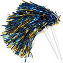 Anderson's Metallic Blue and Gold Foil Textured School Spirit Shakers, Cheerleader Pom Poms, Football, Basketball, Homecoming Squad, Team, Party, Dance, Club, Performance, Fan Celebration Pack of 10