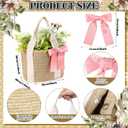 6 Pcs Burlap Tote Bags, Woven Straw Beach Bags for Bridesmaid Gifts, Bachelorette Favors, Wedding, Beach Party(White)(White, Pink)