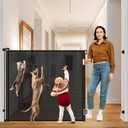 48 Inch Extra Tall Dog Gate Retractable Baby Gates Extra Wide Retractable Dog Gate Indoor 85" Wide Mesh Baby Gates for Doorways Scratch-Resistant 4ft Tall Prevent Kids/Pets from Jumping Over, Black