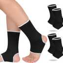Haysandy 4 Pieces/ 2 Pair Kids Ankle Support Brace Elastic Kids Compression Socks Knitted Ankle Sleeve for Jogging Running Fitness(Black,10-15 Years)