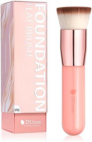 DUcare Flat Top Kabuki Foundation Brush - Premium Makeup Brush for Liquid, Cream, and Powder - Buffing, Blending, and Face,Pink