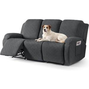 Timeles Recliner Covers for 3 Seater Reclining Sofa Slipcover Furniture Protector for Dogs and Pets Stretch Soft Washable (Three-Seater, Dark Gray)
