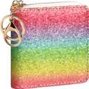 GEEAD Small Glitter Wallet for Women Girls Mini Coin Purse Pouches with Key Ring