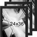 KTKDE 24x36 Poster Frame 3 Pack,Picture Frames Wooden Black 36 by 24 in for Pictures and Art Prints, Exhibition, Caffe Large Frame for Photos, best gift