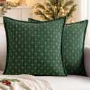 MIULEE Decorative Burlap Linen Christmas Throw Pillows Covers 18x18 Inch Army Green Vintage Couch Pillow Covers Modern Farmhouse Pillowcase Woven Textured Cushion Cases for Sofa Bed Livingroom
