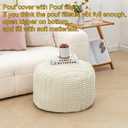 Round Pouf Ottoman Stuffed Velvet Floor Pouf Footrest,Foot Stool, Bean Bag Floor Chair for Bed Room Living Room Accent Seat 20x12inches with Filler Ivory