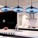 Industrial Pendant Light Shade of Onion Vintage Chandelier E26 Pendant Lighting for Kitchen Island Colorful Glass Cage (Blue)