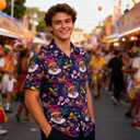 4th of July Shirt for Men,American Flag Shirts,Tie Dye Shirts,Hawaiian Shirt for Independence Day Holiday (Purple, L)