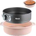 9 Inch Springform Pan with Pan Protector, Non-stick Leakproof Springform Cake Pan with Removable Bottom, Silicone Cheesecake Pan Protector Preventing Water from Entering the Springform Pan