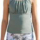 2-Piece Girls Tankini Swimsuit with Drawstring Shorts, Printed Bathing Suit for Teens, Size 11-12 Years