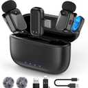 HEHOTTC Mini Wireless Lavalier Microphones for iPhone 15/16/17 & Android, 30H Battery Life with Charging Case, Lapel Microphone Wireless for Video Recording Vlogging (Light Black)
