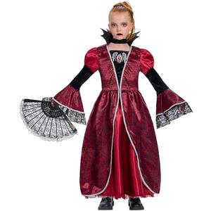 IKALI Girls Vampire Costume Outfit, Kids Princess Fancy Dress Up Gown for Halloween Party, Size: 10-12Y