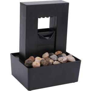 LED Light Desktop Fountain Gurgling Water Polished Pebbles USB Cable for Home and Office Decoration