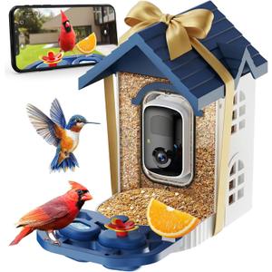 Smart Bird Feeder with Camera-Squirrel Proof & Weatherproof Outdoor Bird Watching Feeder with 2K HD AI Bird Identification for Garden & Backyard