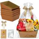 Wonderjune 20 Pcs Valentines Day Gift Baskets Empty To Fill Baskets For Gifts Empty With Gift Bag Bow Valentines Gifts Storage Basket Bulk for Wedding Party Wrapping(Yellow)