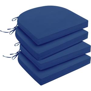 downluxe Outdoor Chair Cushions Set of 4 for Patio Furniture, Water-Resistant Patio Chair Cushions with Ties, High Density Foam Outdoor Seat Cushion, 17" X 16" X 2", Royal Blue