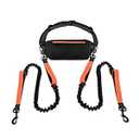 Amazon Basics Hands Free Dog Leash with Running Bag, Adjustable Waist Belt, Dual Padded Handles, Reflective Bungee, Walking, Jogging, Hiking, Fits Small to Large Dogs(Up to 150 lbs)