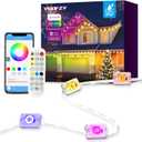 POOFZY Permanent Outdoor Lights for House,200ft RGB+IC Smart Outdoor Decor, 50 Scene Modes,App/Remote Control,IP67 Waterproof,for Christmas,Halloween,Daily & Holiday Party Decor,House Roof Lighting