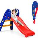 Fireflowery Toddler Slide, ASTM Approved, PE Folding Baby Slide, Freestanding Climber for Indoor, Outdoor, Pool, Ball Pit, Easy Set Up, Kids Slide for Toddlers 1-3, 43.5''L*15.5''W*27.5''H