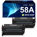 58A Toner Cartridge Black (with chip) Compatible Replacement for HP 58A CF258A 58X CF258X Work with HP Laser MFP M428fdw M428fdn M428dw Pro M404n M404dn M404dw M406dn M430f M404 M428 Printer, 2-Pack