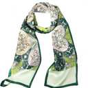 MEISEE 100% Mulberry Silk Scarf for Women 59*6.3 Long Headscarf Neck Scarf Hair Wraps and Shawls with Gift Packed (Green Flowers)