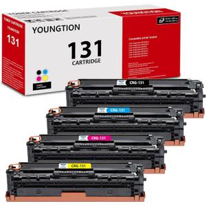 4-Pack 131 Toner Cartridges High-Yield (BK/C/M/Y) - Youngti Compatible CRG-131 CRG131 Toner Replacement for Canon 131 Color imageCLASS MF8280Cw MF624Cw MF628Cw LBP7110Cw Printer