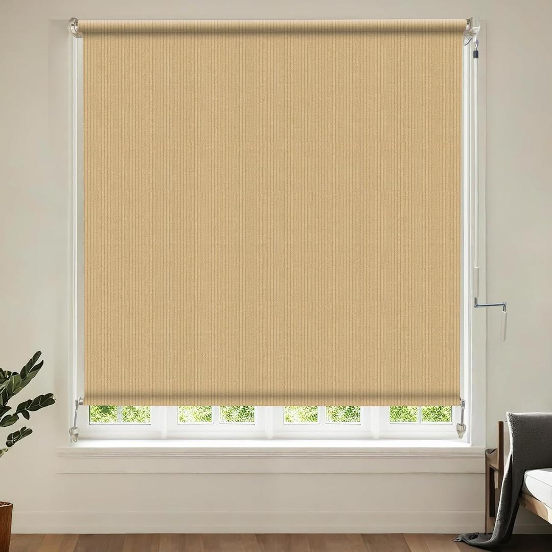 Shade&Beyond Roller Shades for Windows, Cordless Roll Up Blinds 220GSM Window Shades for Home, Office, Bedroom, Door, Sesame, 48" W x 72" H