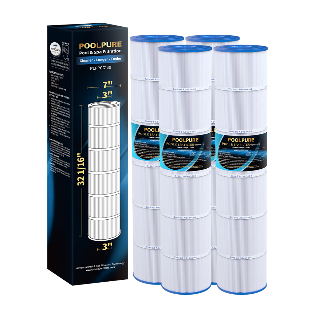 POOLPURE PLFPCC130 Pool Filter Replaces Pentair CCP520, R173578, PCC130, Ultral-A7, Unicel C-7472, Filbur FC-1978, FC-6475, Pentair Clean and Clear Plus 520, 817-0131, 178585, L x OD: 32 1/16"x7"