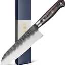 7 Inch Santoku Knife, Black Forged Japanese Chef Knife with AUS-8 Alloy Steel, Japanese Santoku Knife with Full Tang Pakkawood Handle, Christmas Gift with Premium Box (7 Inch Santoku Knife)