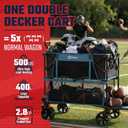 Sekey 500LBS Heavy Duty Double Decker Wagon with Extender, 400L Large Capacity Collapsible Garden Cart Fits 10x10 Canopy, All-Terrain Big Wheels with Brakes, Foldable Utility Wagon for Sports, Camping