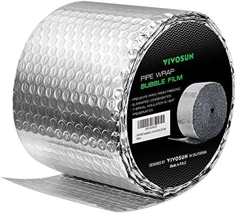 VIVOSUN Double Bubble Foil Insulation Roll, 6" x 25 ft Reflective HVAC Pipe & Duct Wrap, Weatherproof Thermal Insulation for Attics, Windows, Garages