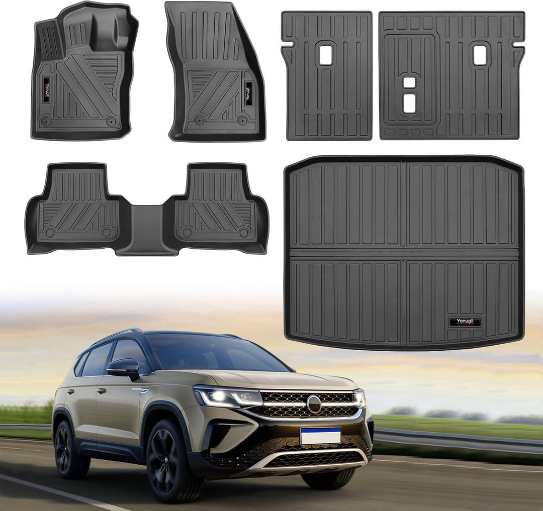 Custom for 2022-2025 2026 VW Taos Floor Mats Trunk Cargo Liner and Rear Seat Backrest Mat All Weather TPE Protection Mat for Volkswagen TAOS Accessories (for 2022-2026 VW Taos)