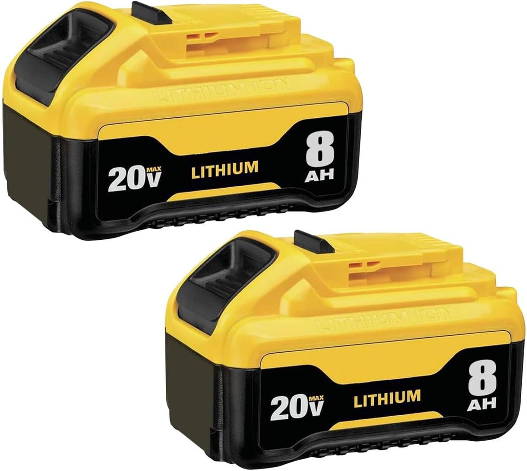 2Pack 8000mAh DCB200 Lithium-ion Battery Replacement for dewalt 20v Battery DCB200 DCB201 DCB203 DCB204 DCB206 DCB180 Compatible with Dewalt 20v Max Cordless Tools and Chargers with LED Indicator
