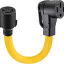 Kanayu 1.5 ft NEMA L14-30R to 14-50R 30Amp RV Generator Adapter Cord, 4 Prong Locking 30Amp L14-30R Female to 50Amp 14-50R Female Adapter Cord with Grip Handle STW 10AWG/4C for RV EV