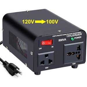Yinleader 500W US to Japan Voltage Converter 120V to 100V Step Down Transformer for Japanese Appliances (Turntable/Player/Amplifier/yogurtia/Consoles/Synthesizers, etc.) in US